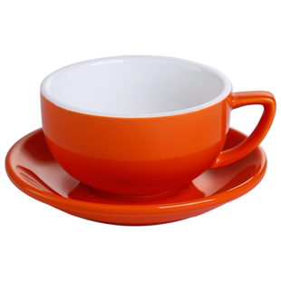 瓷掌柜 320ml欧式陶瓷拉花拿铁咖啡杯套装家用简约小奢华早餐杯勺