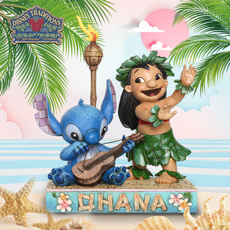 enesco星际宝贝史迪奇和莉萝草裙舞摆件史迪仔stitch生日礼物