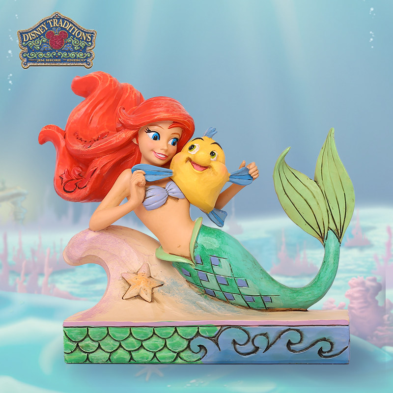 enesco埃内斯迪士尼公主摆件美人鱼爱丽儿和比目鱼手办女生礼物