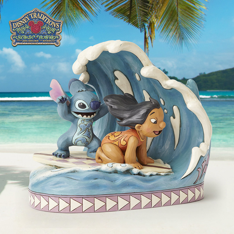 enesco史迪仔周边莉萝和史迪奇手办星际宝贝桌面摆件生日礼物