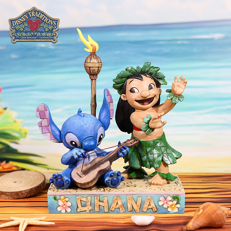 enesco史迪奇和莉萝草裙舞摆件