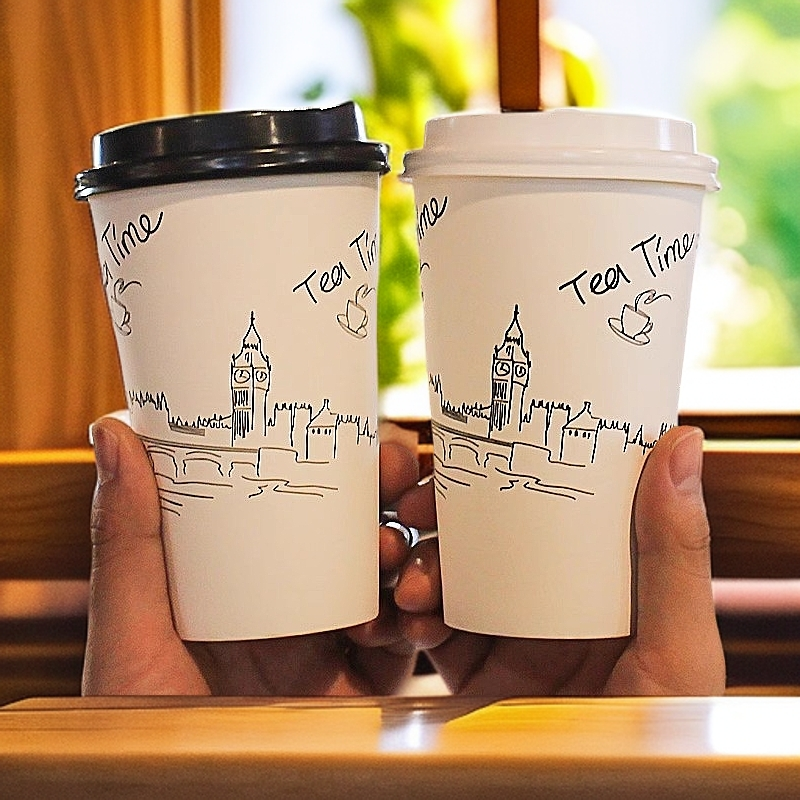 一次性奶茶纸杯子豆浆牛奶打包粥杯咖啡杯加厚商用带盖1000只定制,餐饮具,纸杯,淘宝优惠券,粉丝福利购,淘宝优惠卷