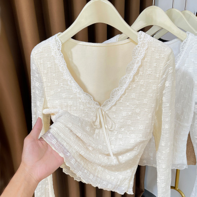 温娴通勤网纱蕾丝上衣