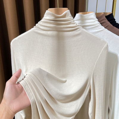 秋冬堆堆高领叠穿针织打底衫女薄2025新款长袖毛衣内搭小衫高级感