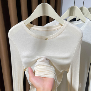 长袖 洋派内搭薄款 T恤上衣0325z 女2026新款 春夏小圆领针织打底衫