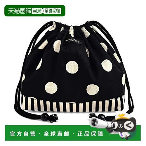 【日本直邮】Colorful Candy Style [D_p]抽绳饭盒圆点斜纹黑N349