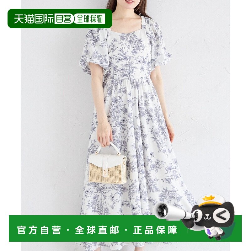 1h可退 日本直邮tocco closet 女装 方领泡泡袖连衣裙 后背大蝴蝶