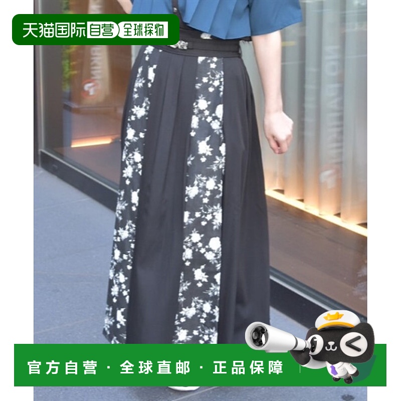 1h可退 日本直邮axes femme 女士玫瑰图案高腰长裙 CI291X60a字裙