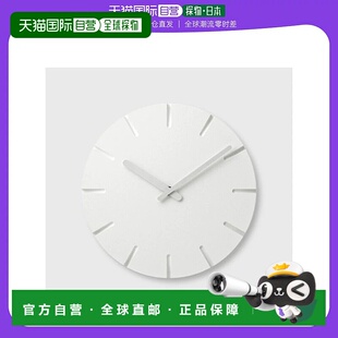 日本直邮Lemnos白色雕刻木质挂钟客厅创意简约现代日式 风