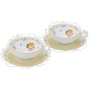 【日本直邮】Noritake则武 杯垫套装2套 180cc 黄色花纹 P58043A/