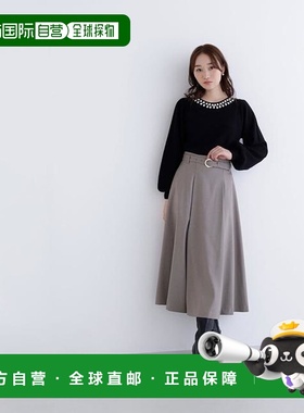 1h可退 日本直邮NATURAL BEAUTY BASIC 金属扣装饰喇叭裙半身裙