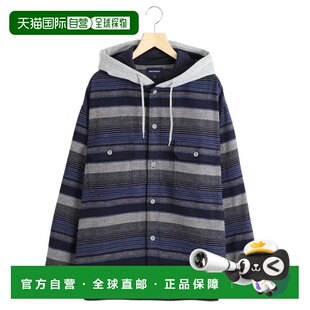 1h可退 日本直邮DESCENDANT 男装 宽松落肩连帽衬衫外套 半开拉链