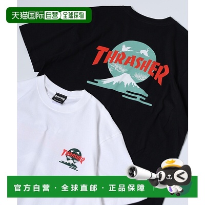 1h可退 日本直邮THRASHER 男女同款 富士山松鹤图案圆领短袖T恤 C