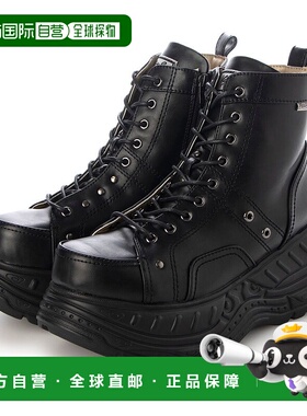 Yosuke女士休闲鞋黑色高跟厚底日常系带印花运动鞋