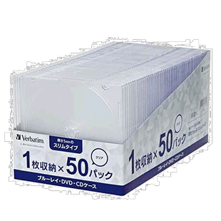 【日本直邮】Verbatim薄透明BD/DVD/CD光碟盒 厚度5mm 50个装