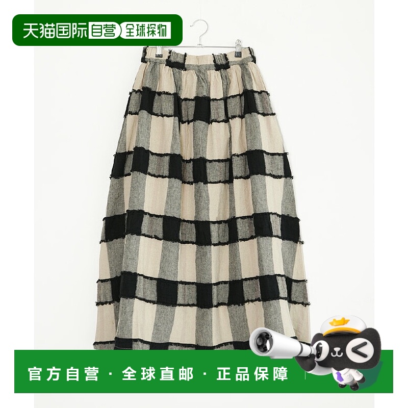 日本直邮tumugu 亚麻棉质格纹半身裙女士下装 [TB25239]