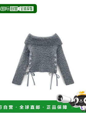 日本直邮日潮 GRL系带露肩亮丝毛绒针织衫mb1591上衣