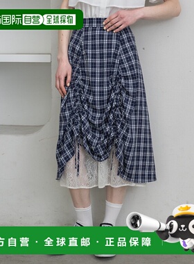 1h可退 日本直邮idem 女士蕾丝拼接格纹抽绳半裙 ID00000090a字裙