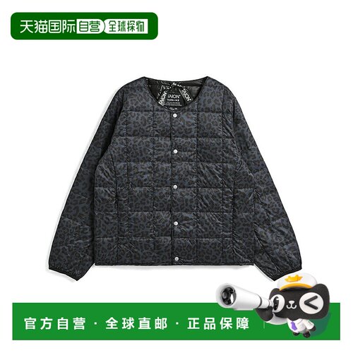 日本直邮TAION 圆领纽扣内衬羽绒服140码黑色豹纹TAION-K104