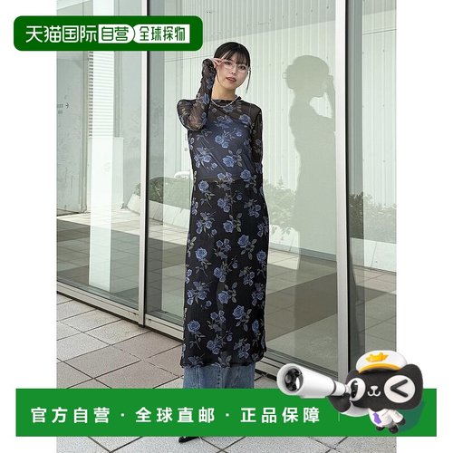 1h可退 日本直邮jouetie 女装原创花卉图案宽松直筒半透明长裙 08