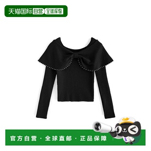 韩系早秋穿搭长袖 日本直邮日潮 dr672 大蝴蝶结珍珠针织上衣 GRL