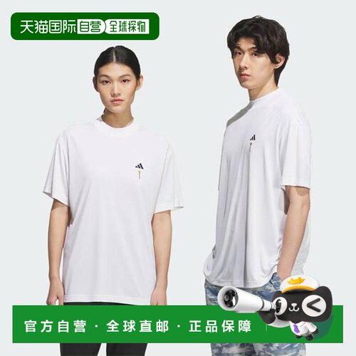 1h可退 日本直邮adidas 高尔夫 HEAT.RDY 立领 背部图案 短袖T恤