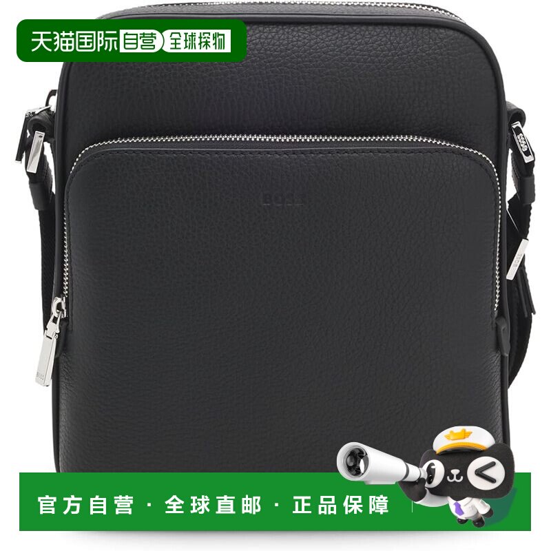 【日本直邮】BOSS 男士意大利皮革压纹标志记者包 黑色 均码