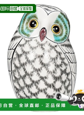 日本直邮九谷烧6号白色猫头鹰摆件吉祥猫头鹰