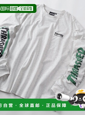 日本直邮THRASHER 男女同款 全棉长袖T恤 袖印花后背印花 TH26SP0