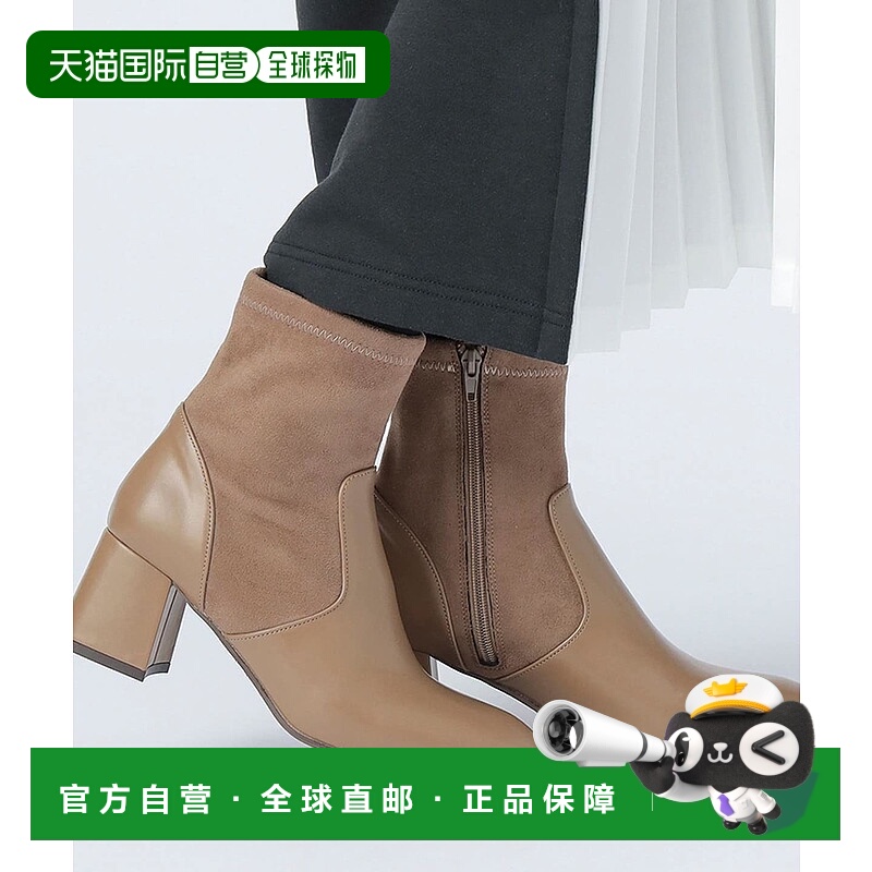 1h可退 日本直邮BEAMS HEART 女装 仿皮麂皮拼接短靴（22.5～24.5