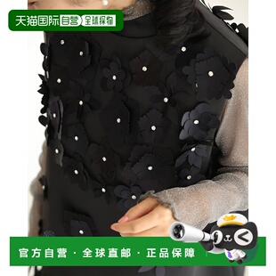 日本直邮(黑色)浮花绽放迷你连衣裙