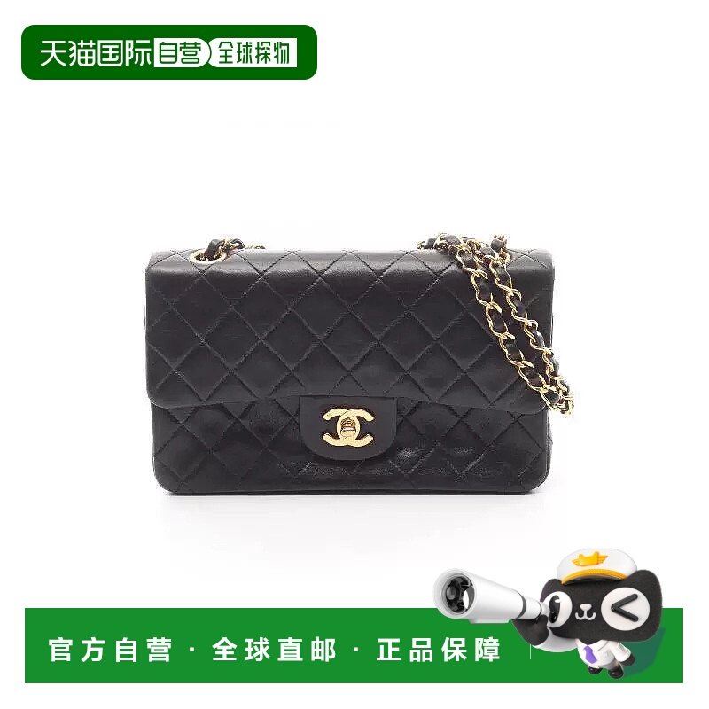 日本直邮中古Chanel香奈儿女包A级95新CF菱格羊皮单肩包黑色