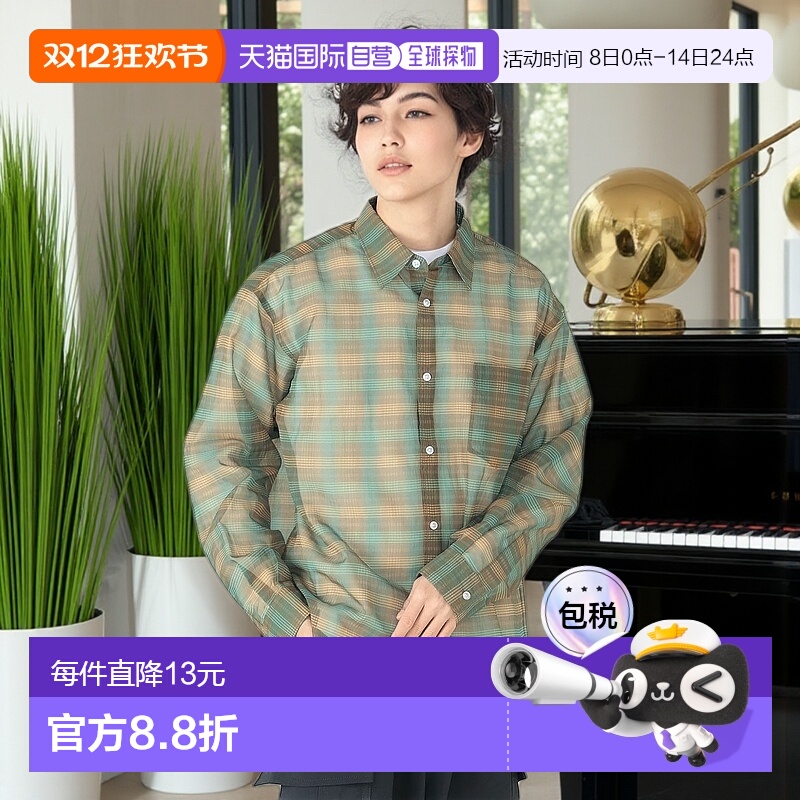 1h可退 日本直邮BEAMS HEART 男士透视格纹短款衬衫 42110091147