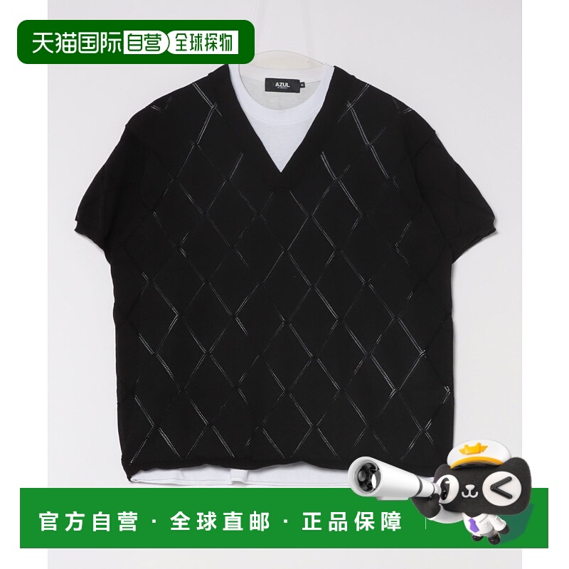 1h可退 日本直邮AZUL BY MOUSSY 男士透气层叠针织衫 251HST70265