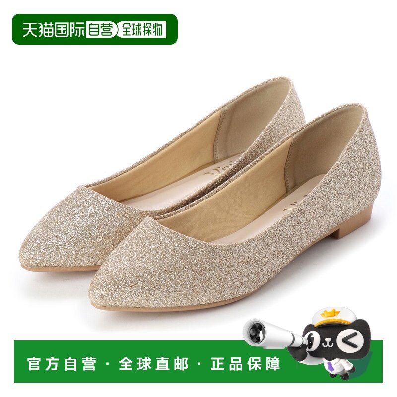 日本直邮VIVIAN 简约平底高跟鞋（金色亮片）女鞋单鞋一脚蹬