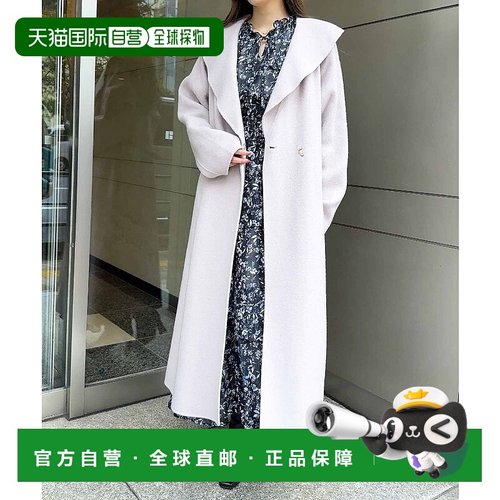 1h可退 日本直邮Noela 女装 宽松羊毛质感 格纹翻领大衣 腰带设计