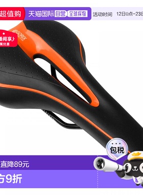 【日本直邮】GORIX 自行车低反弹鞍座 黑色×橙色 加厚软款坐垫