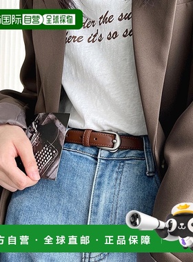 日本直邮florge 银色扣简约牛皮细腰带 [FL8218EW08166] 银色