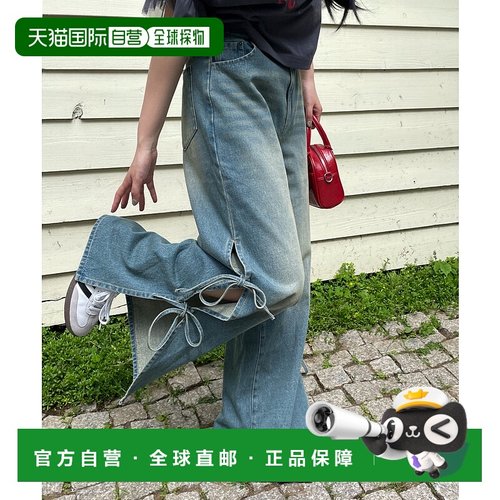 1h可退 日本直邮WEGO 女士夏季高腰侧边蝴蝶结牛仔裤 WE25SM06L00