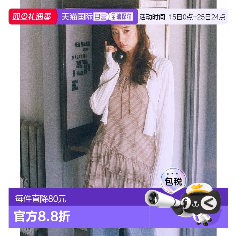 1h可退 日本直邮earth music&ecology 女士方领系带斜摆层叠吊带