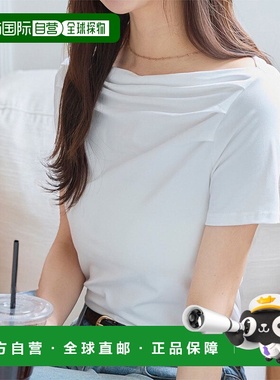 日本直邮KOBE LETTUCE 塔克设计露肩T恤 短袖上衣[C7591]