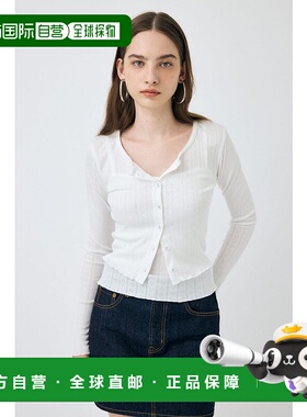 日本直邮MOUSSY EYELET U-NECK 开衫&吊带衫套装 L/蓝色 [MO1164E