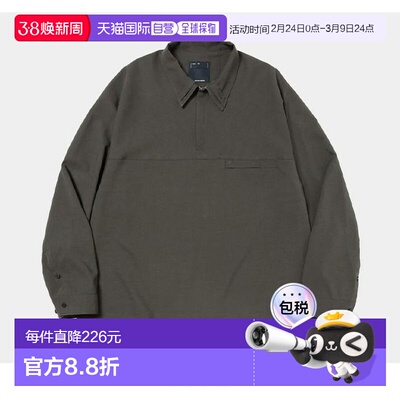 日本直邮meanswhile 男女同款半拉链麻感长袖衬衫 MWSH25103