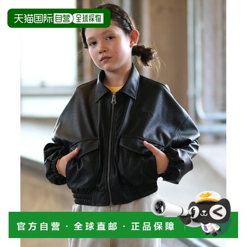 日本直邮DC 童装 仿皮短款飞行夹克 刺绣Logo YJK【付后1h可退】