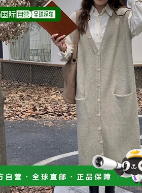 日本直邮VitaFelice 前扣V领针织长款背心 [V04517EW02993]