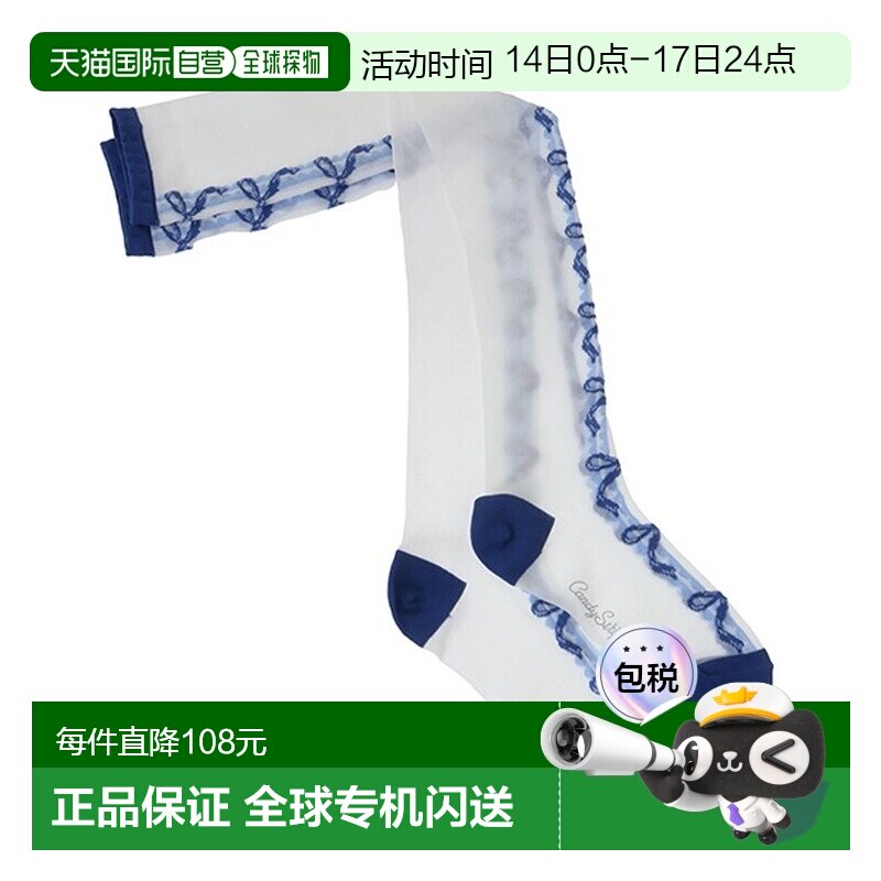 1h可退 日本直邮Candy Stripper 女士蝴蝶结透肤过膝袜 1253904