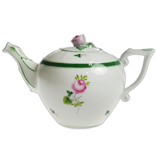 日本直邮HEREND 赫伦德 VRH 维也纳玫瑰 茶壶 606 0.8L陶瓷银色