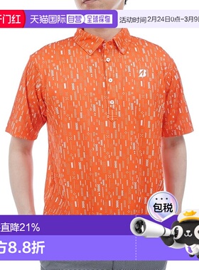 【日本直邮】普利司通男士复古短袖纽扣衬衫 EGM07A 橙色