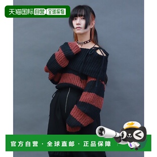 1h可退 日本直邮axes femme POETIQUE 女装 宽松条纹露肩针织衫