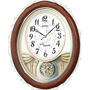 【日本直邮】精工电波指针式挂钟 三重选择旋律装饰钟摆 木框 茶